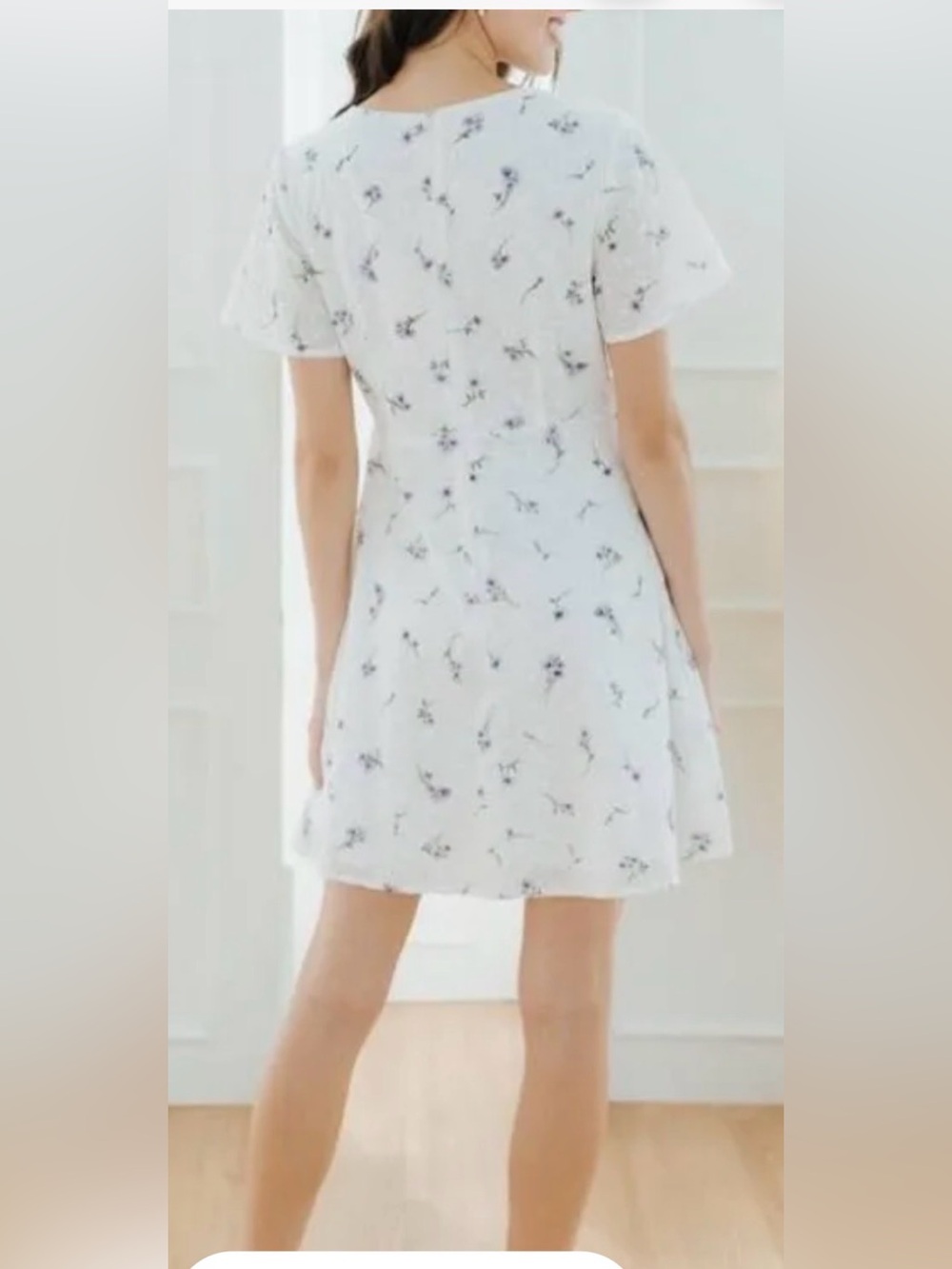 FREE PEOPLE Blue Margot Printed Rosebud Floral Short Sleeve Slip Mini Dress :10
